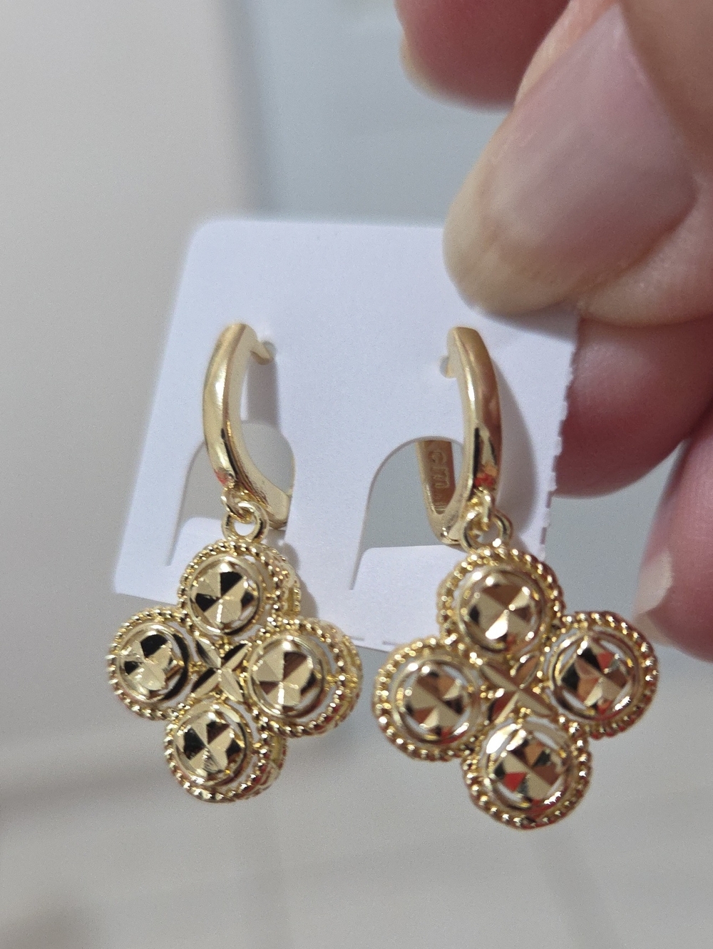 14K Laminated Gold-Tone Clover Drop Earrings - Elegant Women's Jewelry